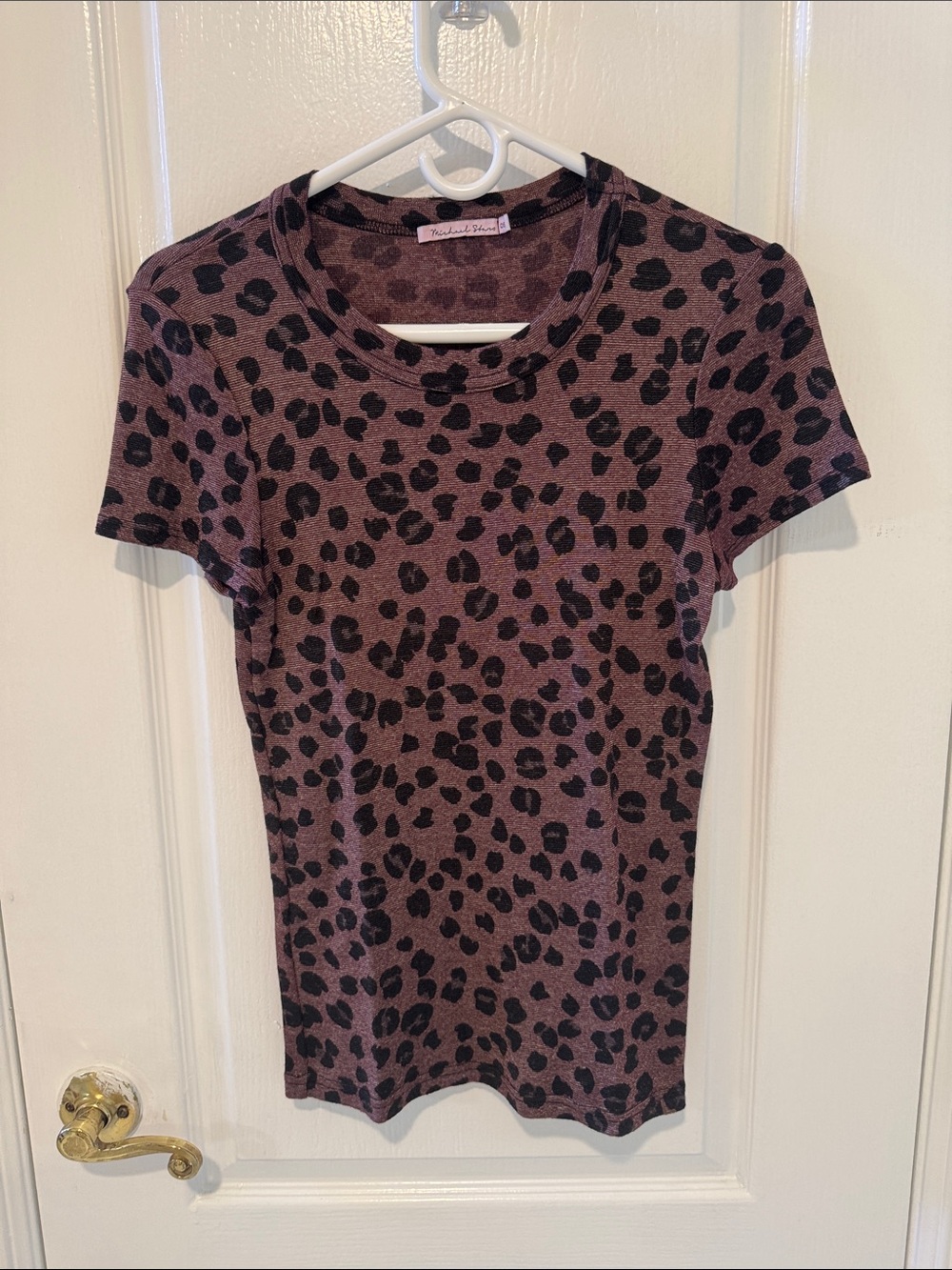 Michael Stars Mauve Leopard Short Sleeve Tee